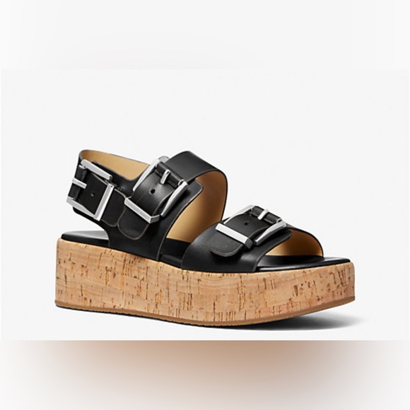 Michael Kors Colby Flatform Sandals Black Leather Size 8.5 – Brand New in Box - Picture 3 of 14